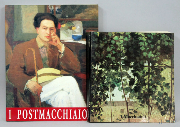 Lotto di due volumi d'arte: "I Macchiaioli", Stiav, Firenze, 1976; "I Postmacchiaioli", Edizioni De Luca, Roma, 1993, (difetti).