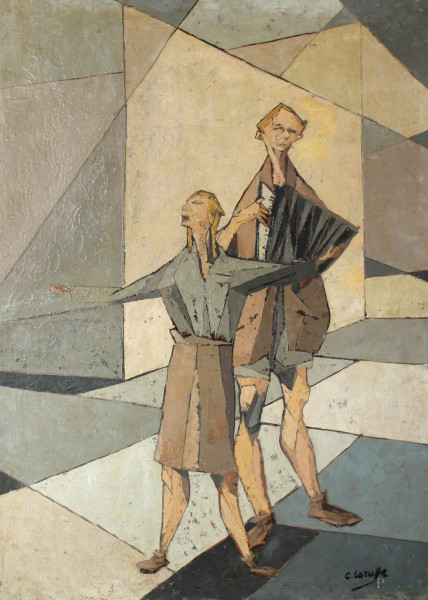 Cesare Laruffa, I cantanti, olio su tela, cm 109 x 69, entro cornice.