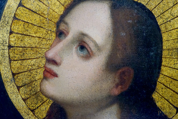 Pittore del XVI-XVII secolo, Vergine annunciata, olio su tela, cm 56.3x40