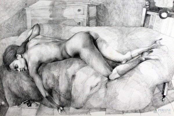 Ugo Attardi - Nudo di donna, serigrafia, cm 50x70