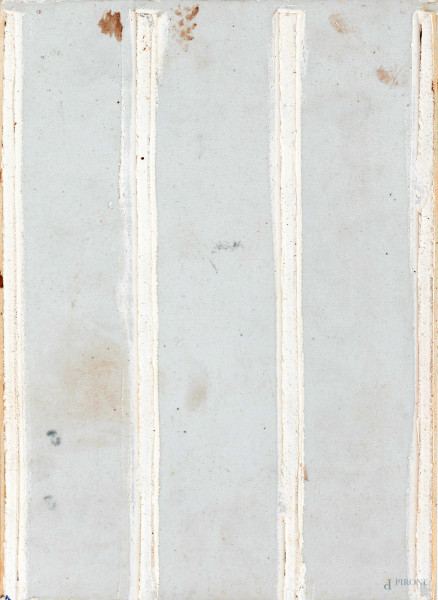 Placca in porcellana dipinta e smaltata decorata con figura di dignitario assiso. Cina, XX secolo...