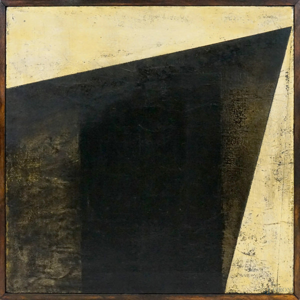 Giampiero Vinciguerra - Grande angolo su quattro pagine, tecnica mista su carta e tela, cm 70x70, entro cornice.