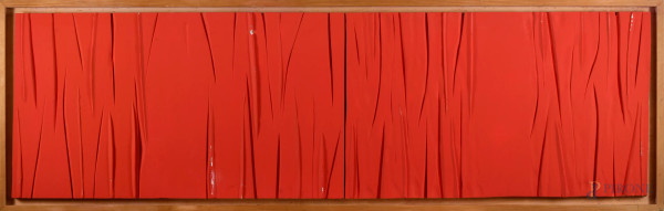 Senza titolo, tecnica mista su polistirolo, 206x60, firmato al retro entro cornice, (difetti e piccole mancanze)