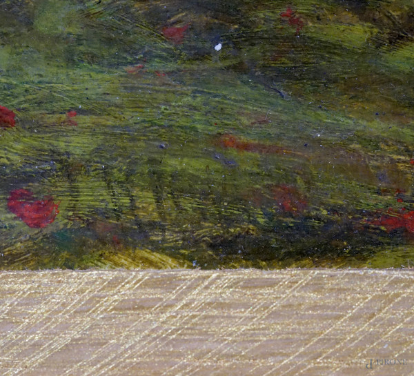 Paesaggio inglese, olio su tela, cm 40.8x61, firmato L. Richards, entro cornice