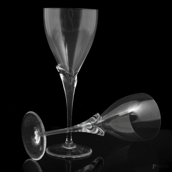 Servizio di bicchieri Rosenthal in vetro trasparente composto da 12 calici da vino rosso e 12 cal...