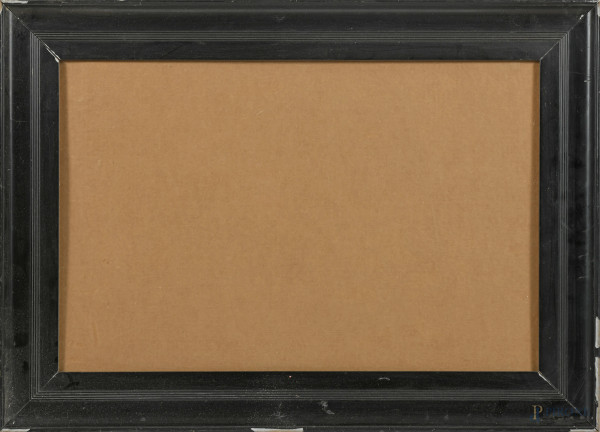 Cornice in legno intagliato e laccato, XX secolo, cm 76x54, luce cm 61x39, (segni di usura, scalfiture, difetti)