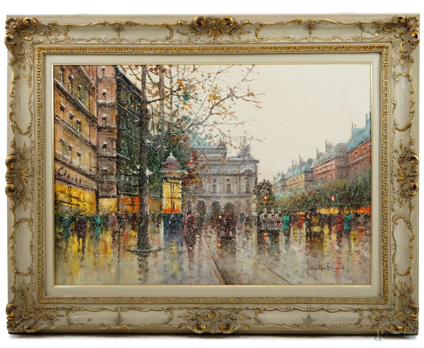 Paris, olio su tela, cm 70x100, firmato Jean Paul Blachard, entro cornice