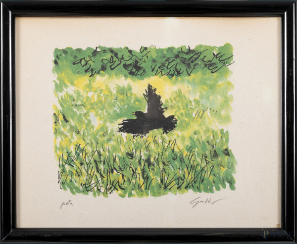 Lotto di 10 prove d'autore di Guttuso, cm 27x22, entro cornici