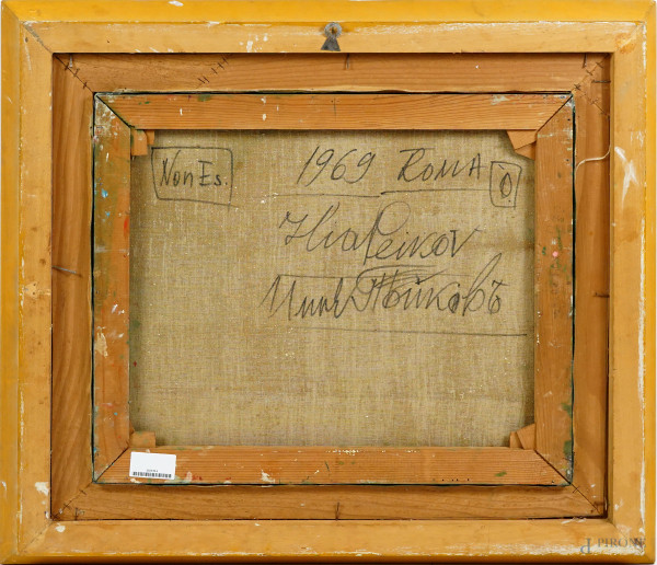 Ilia Peikov (Sofia 1911 - Roma 1998), Senza titolo, olio su tela, cm 50x60, entro cornice