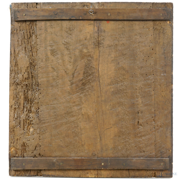 Scuola senese del XVI secolo, Madonna con il Bambino tra San Bernardino da Siena e Santa Caterina...