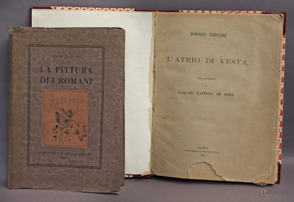 Lotto composto da due libri, L&#39;Atrio di Vesta e La pittura dei romani, fine &#39;800 - primi &#39;900.
