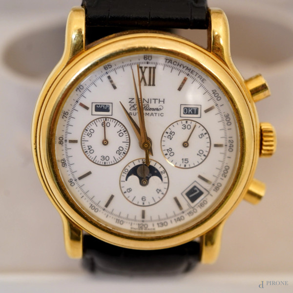 Orologio Zenith el Primero Chronograph Automatic con cassa placcata in oro, 44,0 mm con cinturino...