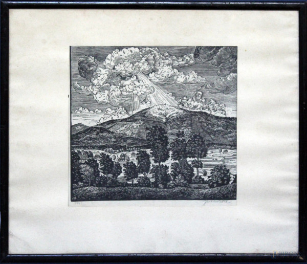 Jaroslav Burton, xilografia firmata, Europa centrale, 1941, cm 30 x 30.