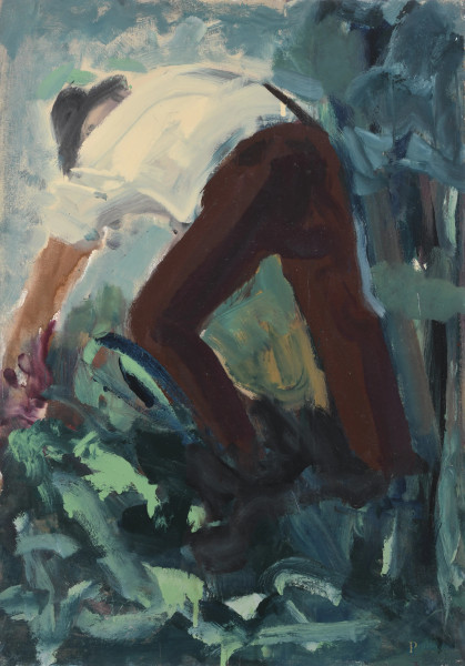 Edoardo Krumm (1916-1993), Il contadino, tecnica mista su tela, cm 100x70