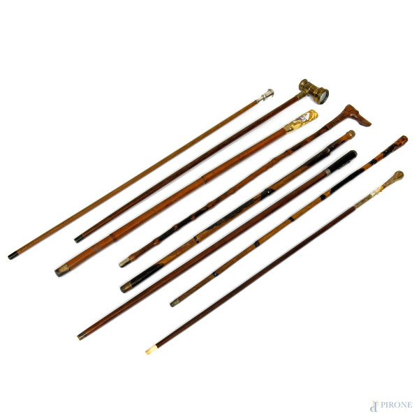 Lotto di 9 bastoni da passeggio