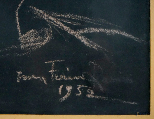 Ritratto, pastello su cartoncino nero, cm 46x31, firmato, entro cornice