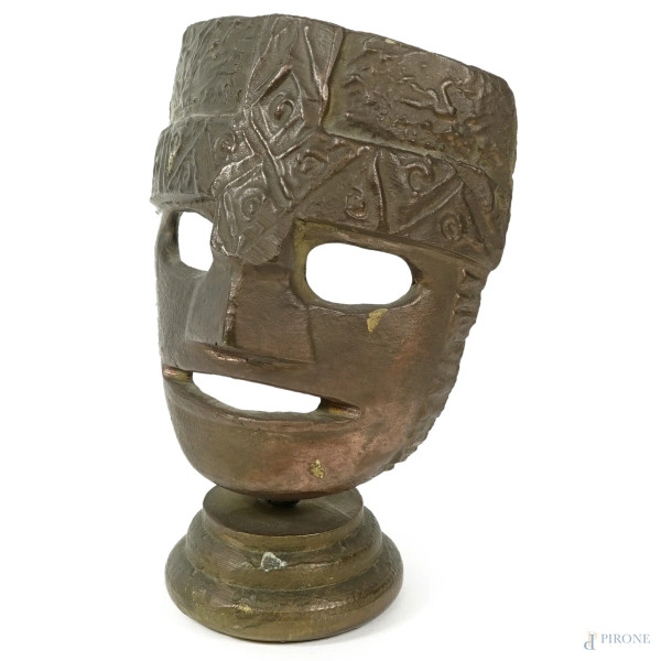 Angelo Camerino (1932), Maschera, bronzo, alt. cm 15,5, firmato