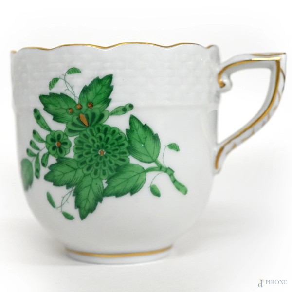 Set da tavola in porcellana bianca con decori nei toni del verde, Herend, XX secolo, (serie diver...