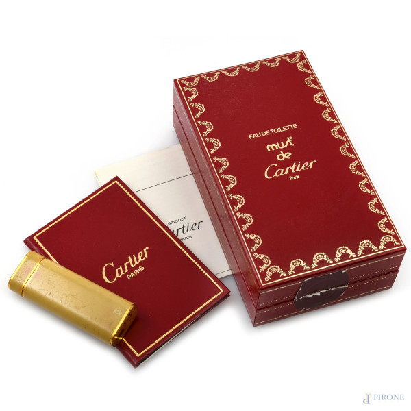 Accendino Must de Cartier, altezza cm 7, (segni di usura, difetti, da revisionare)