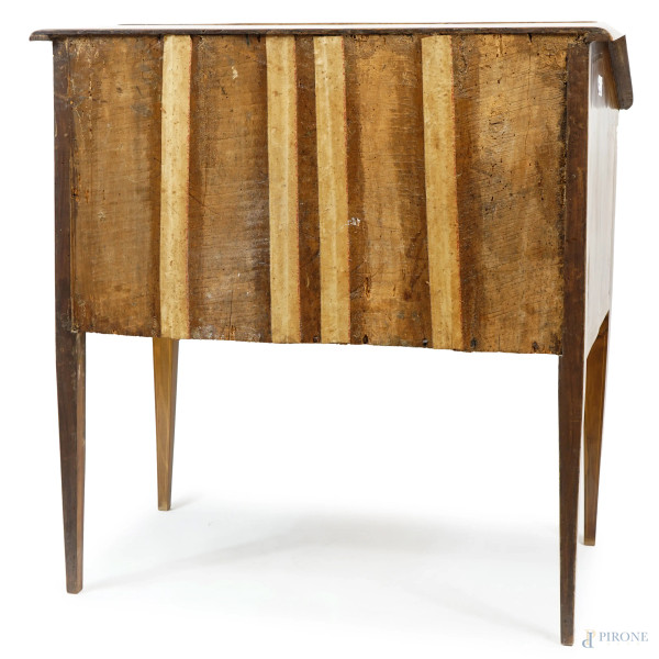 Mobile a ribalta impiallacciato in legno di noce con decori a intarsio in varie essenze, finiture...