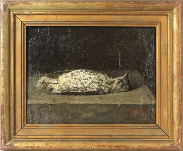 Pierre Galibert - Natuta morta- volatile, olio su tela, cm. 30x40, entro cornice.