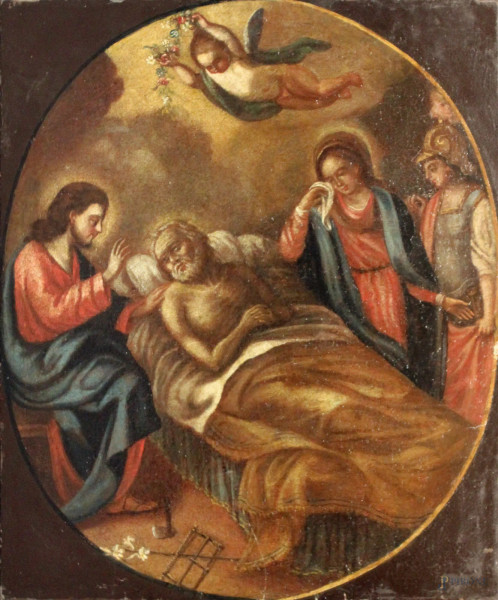 Il transito di San Giuseppe, olio su tela, cm. 70x60, XVII secolo.