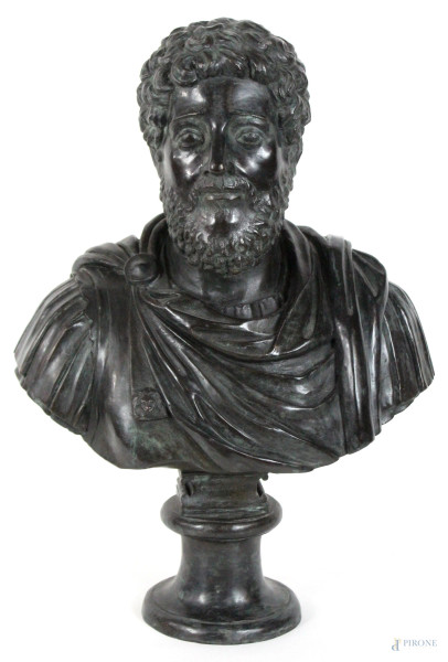 Busto di imperatore - Commodo, scultura in bronzo, altezza cm.53, inizi XX secolo