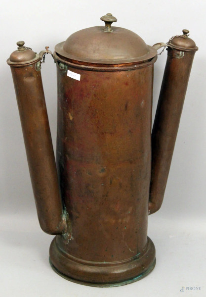 Vecchio boiler dell'800 in rame, h. 60 cm