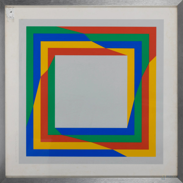Verena Lowensberg (1912-1986), Senza Titolo, cm 60x60, serigrafia entro cornice cm 60x60, firmato in basso