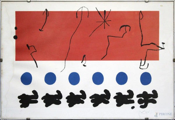 Joan Mir&#242; - Cielo royo, litografia a colori, 1960, cm 45 x 65, entro cornice.