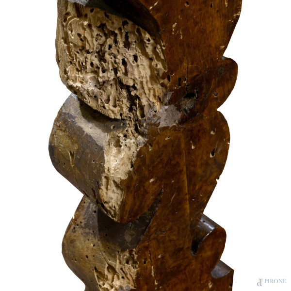 Grande tavolo fratino in noce con gambe a lira, piano composto da due tavole, XIX secolo, cm 77x2...