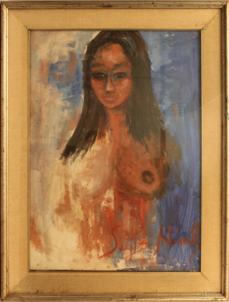 Ritratto di ragazza, olio su tela, cm 70x50, firmato, entro cornice.