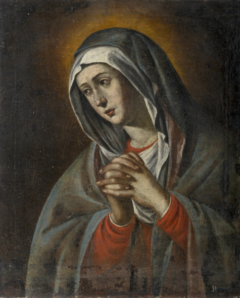 Vergine addolorata, XVIII secolo, olio su tela, cm 71x59, (difetti)