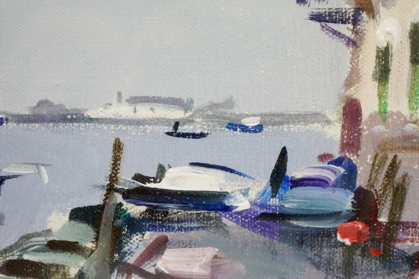 Burano, tecnica mista su tela, cm 35x50, firmato, entro cornice