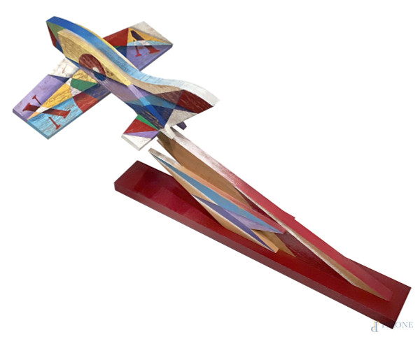 Laura Migotto (1956) Aeroscultura, 2016, legno e acrilici, cm 80x36x33h, con autentica