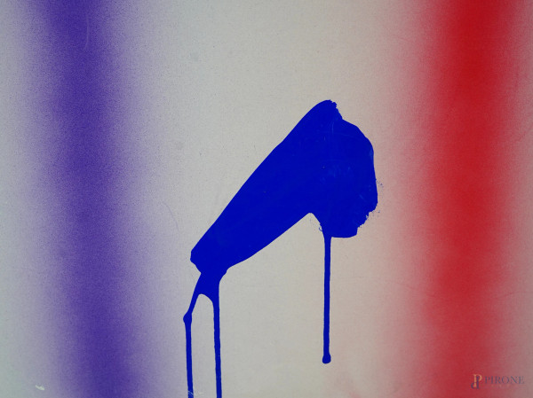 Ennio Finzi (Venezia, 1931 – Mestre, 2024), Senza titolo, tempera su carta applicata su tela, cm ...