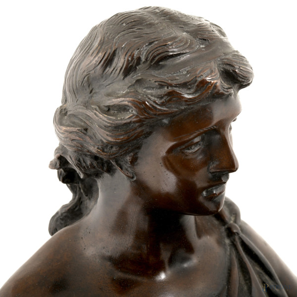 "Devoir", bronzo, firmato "Rancoulette", XIX secolo, cm 64x35x35