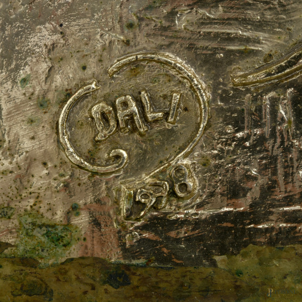 Salvador Dalì, La nascita degli animali, Scultura in argento galvanico dorato, esemplare 430/999,...