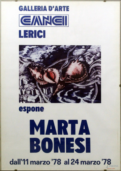 Manifesto per l'esposizione di Marta Bonesi del 1978, cm. 100x70, entro cornice