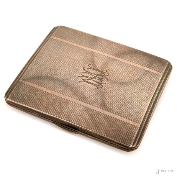 Portasigarette in argento, cm 8,5x9,5, peso gr 13,6