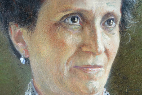 Romolo Pierbattista (Roma, 1904 - ?), Ritratto femminile, pastello su carta, firmato e datato a s...