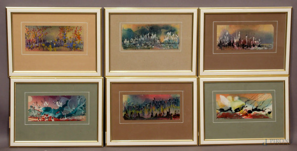 Lotto composto da sei dipinti a tecniche diverse, firmati, entro cornici.