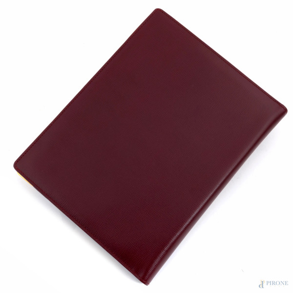 Porta blocco e rubrica in pelle bordeaux Must de Cartier, cm 22x17