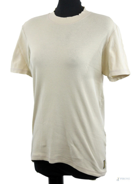 Armani Jeans, t-shirt beige a maniche corte in tessuto elasticizzato, taglia XXL, (segni di utilizzo).