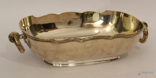 Centrotavola di linea ovale in argento, gr. 950, h.9 cm