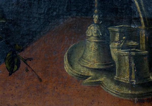 Natura morta con vaso di fiori, olio su tela, seconda metà del XVIII secolo, cm 93.5x74, entro co...