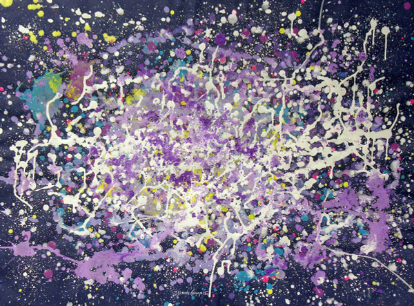 Jamie Compton (XX sec.) Composizione astratta tecnica mista e smalti su cartone, cm 50x70, firmato, entro cornice 