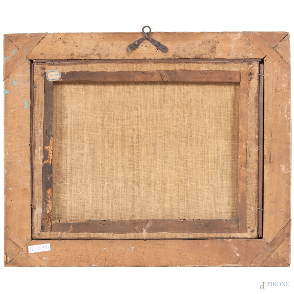 Lotto composto da quattro dipinti raffiguranti città fortificate, XVII secolo, olio su tela, misu...