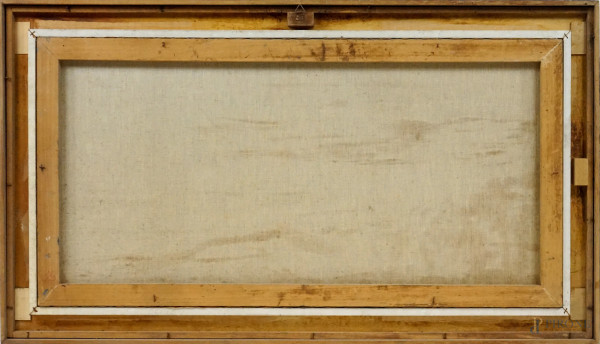 Scorcio di costa, olio su tela, cm 50x100, firmato e datato, entro cornice.