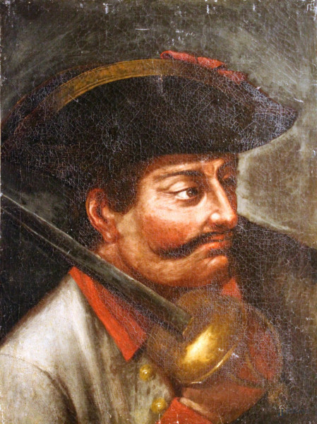 Ritratto di armigero, Scuola italiana del XVIII sec., olio su tela, cm 48 x 36.